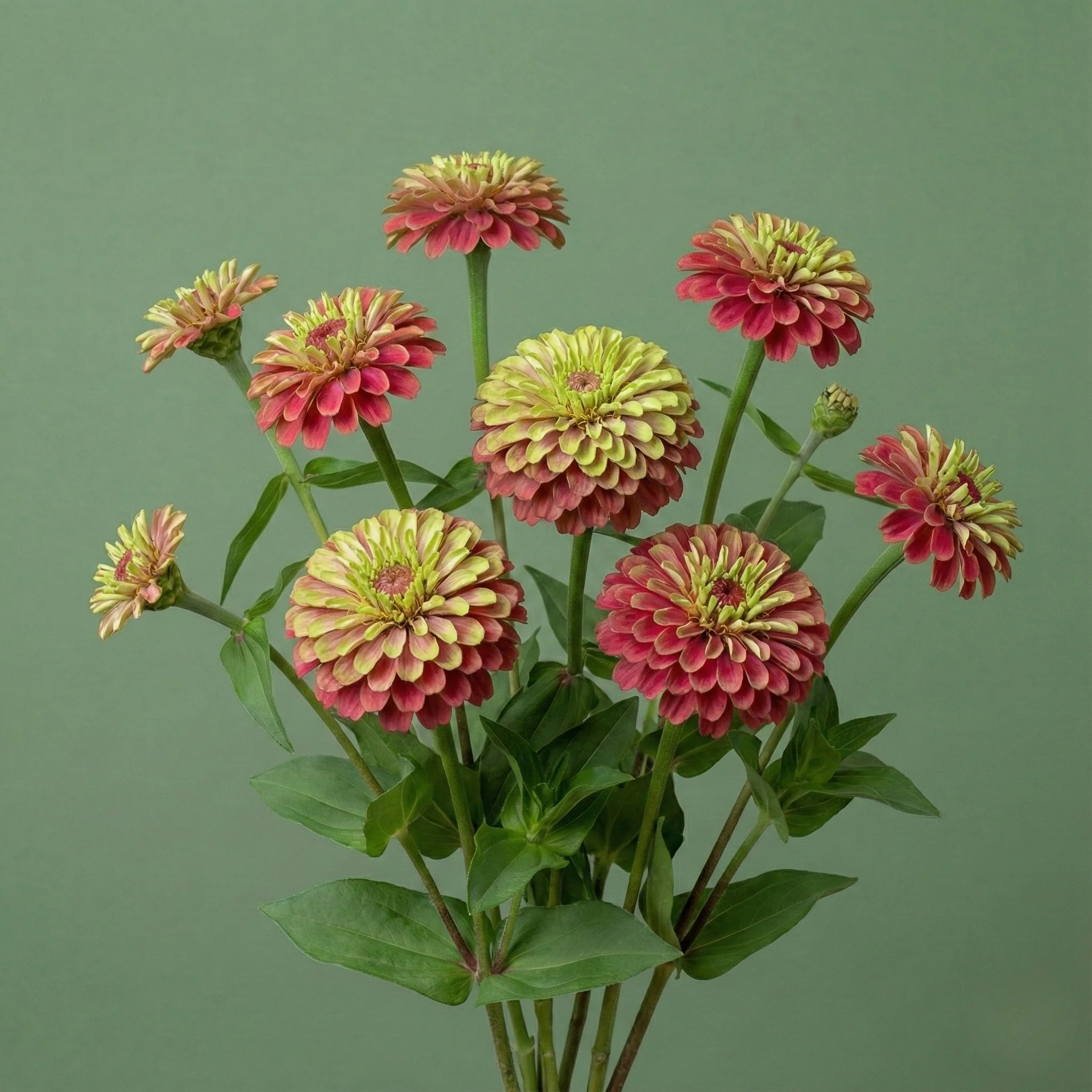 Lime Red Queeny Zinnia